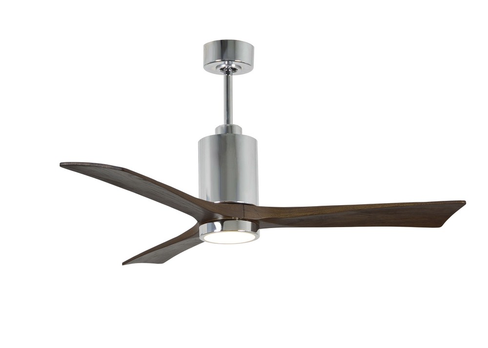 Matthews Fans-PA3-CR-WA-42-Patricia-3 - 42 Inch Ceiling Fan Light Kit   Polished Chrome Finish with Walnut Tone Blade Finish with Frosted Glass