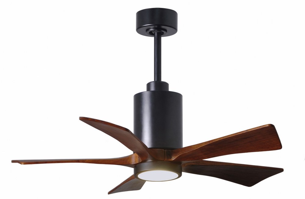 Matthews Fans-PA5-BK-WA-42-Patricia-5 - 42 Inch Ceiling Fan Light Kit   Matte Black Finish with Walnut Tone Blade Finish with Frosted Glass