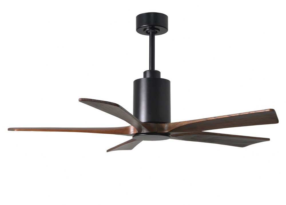Matthews Fans-PA5-BK-WA-52-Patricia-5 - 52 Inch Ceiling Fan Light Kit   Matte Black Finish with Walnut Tone Blade Finish with Frosted Glass