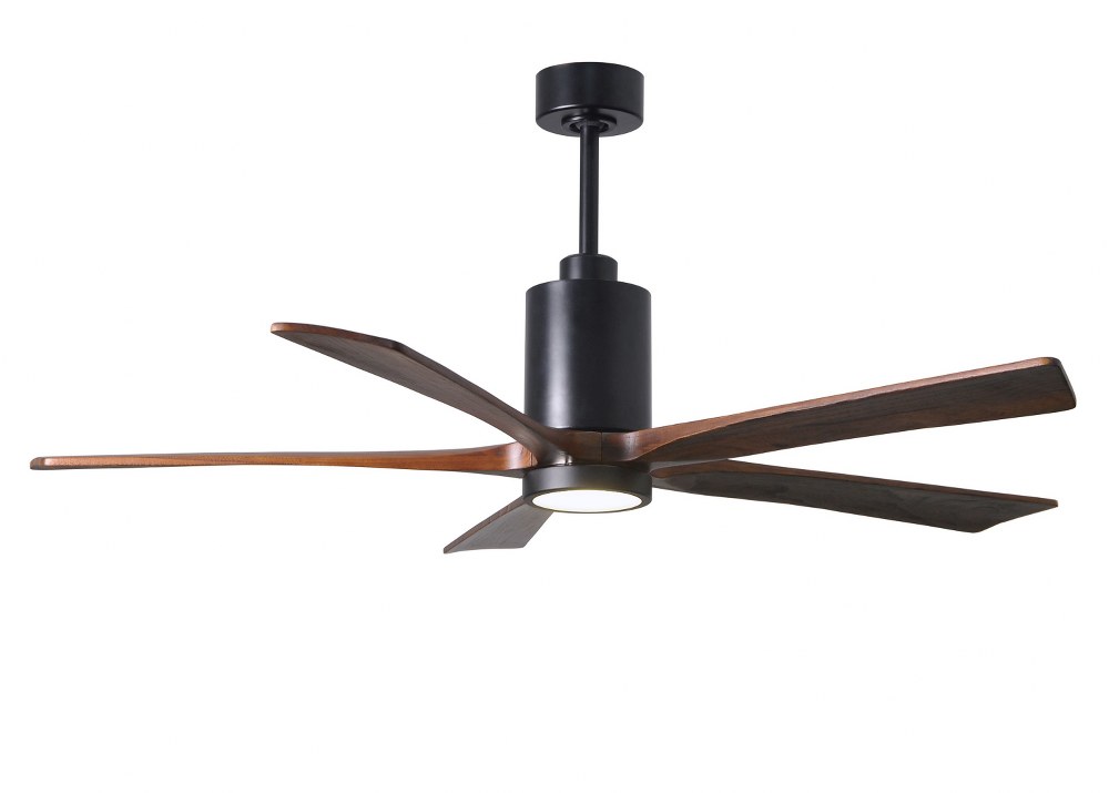 Matthews Fans-PA5-BK-WA-60-Patricia-5 - 60 Inch Ceiling Fan Light Kit   Matte Black Finish with Walnut Tone Blade Finish with Frosted Glass