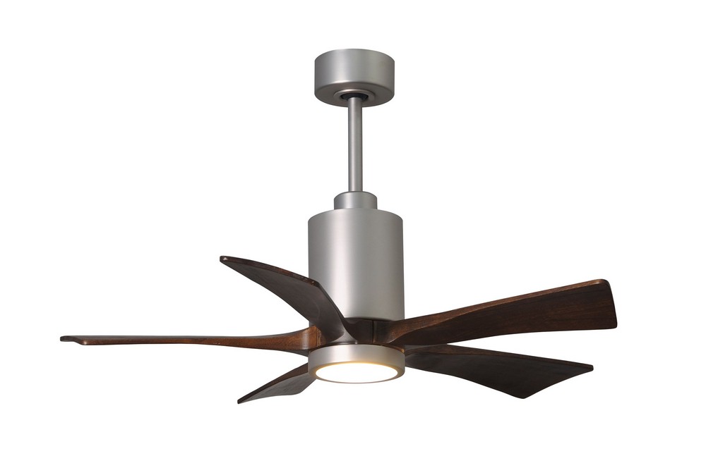 Matthews Fans-PA5-BN-WA-42-Patricia-5 - 42 Inch Ceiling Fan Light Kit   Brushed Nickel Finish with Walnut Tone Blade Finish with Frosted Glass