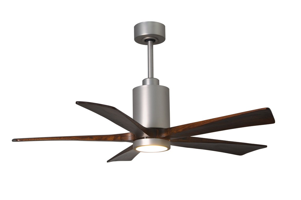 Matthews Fans-PA5-BN-WA-52-Patricia-5 - 52 Inch Ceiling Fan Light Kit   Brushed Nickel Finish with Walnut Tone Blade Finish with Frosted Glass