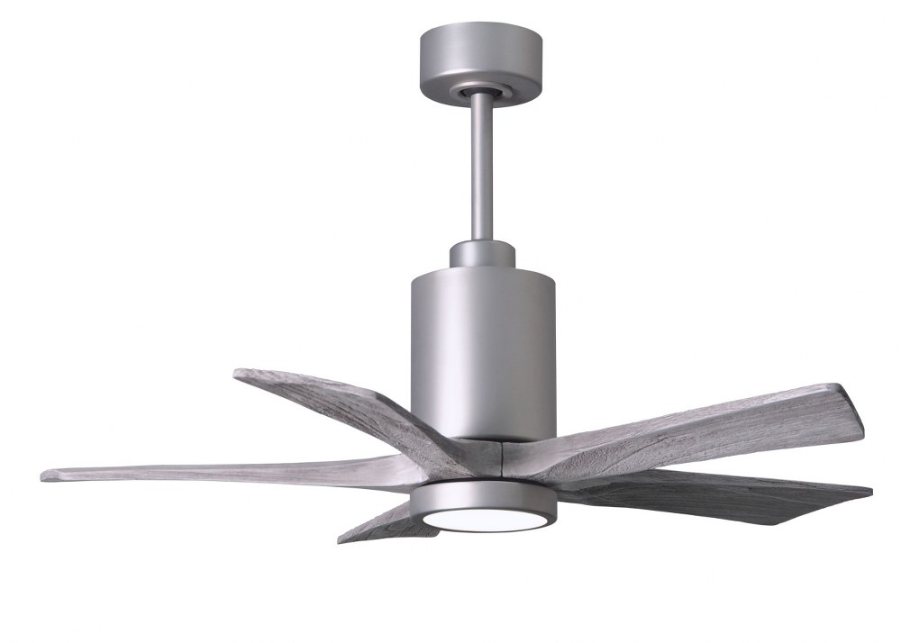 Matthews Fans-PA5-BN-BW-42-Patricia-5 - 42 Inch Ceiling Fan Light Kit   Brushed Nickel Finish with Barn Wood Tone Blade Finish with Frosted Glass