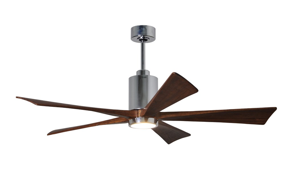 Matthews Fans-PA5-CR-WA-42-Patricia-5 - 42 Inch Ceiling Fan Light Kit   Polished Chrome Finish with Walnut Tone Blade Finish with Frosted Glass