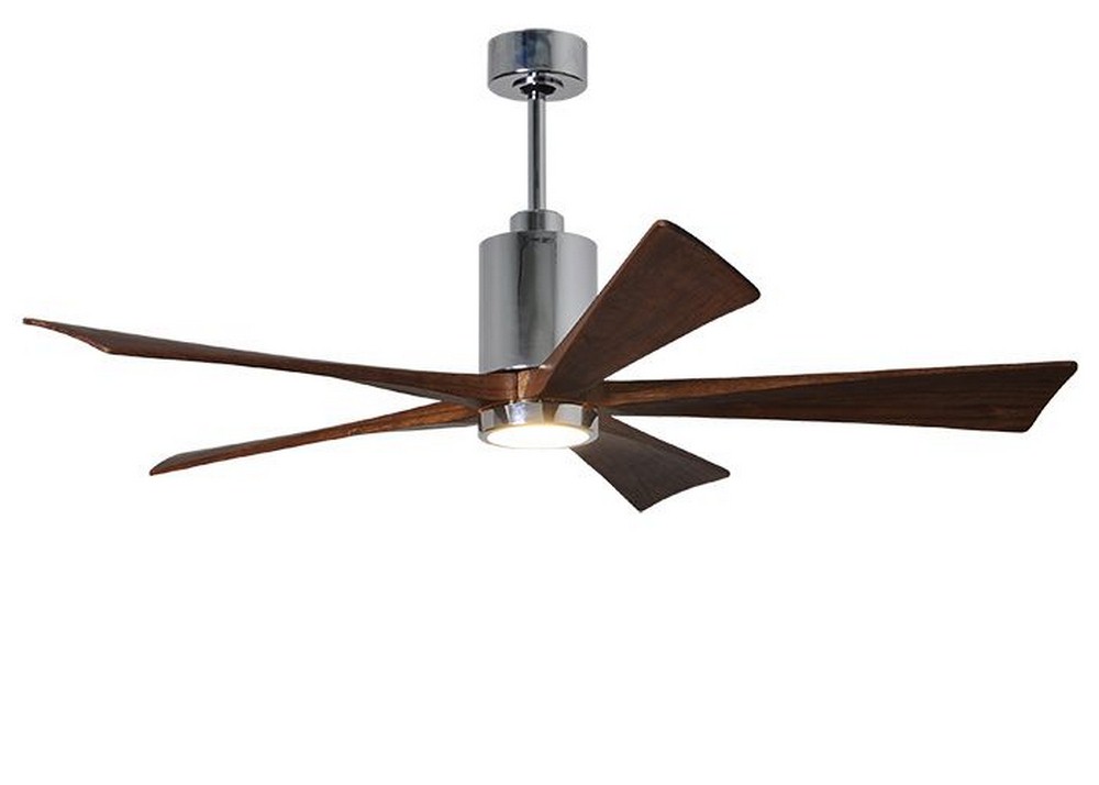 Matthews Fans-PA5-CR-BW-60-Patricia-5 - 60 Inch Ceiling Fan Light Kit   Polished Chrome Finish with Barn Wood Tone Blade Finish with Frosted Glass