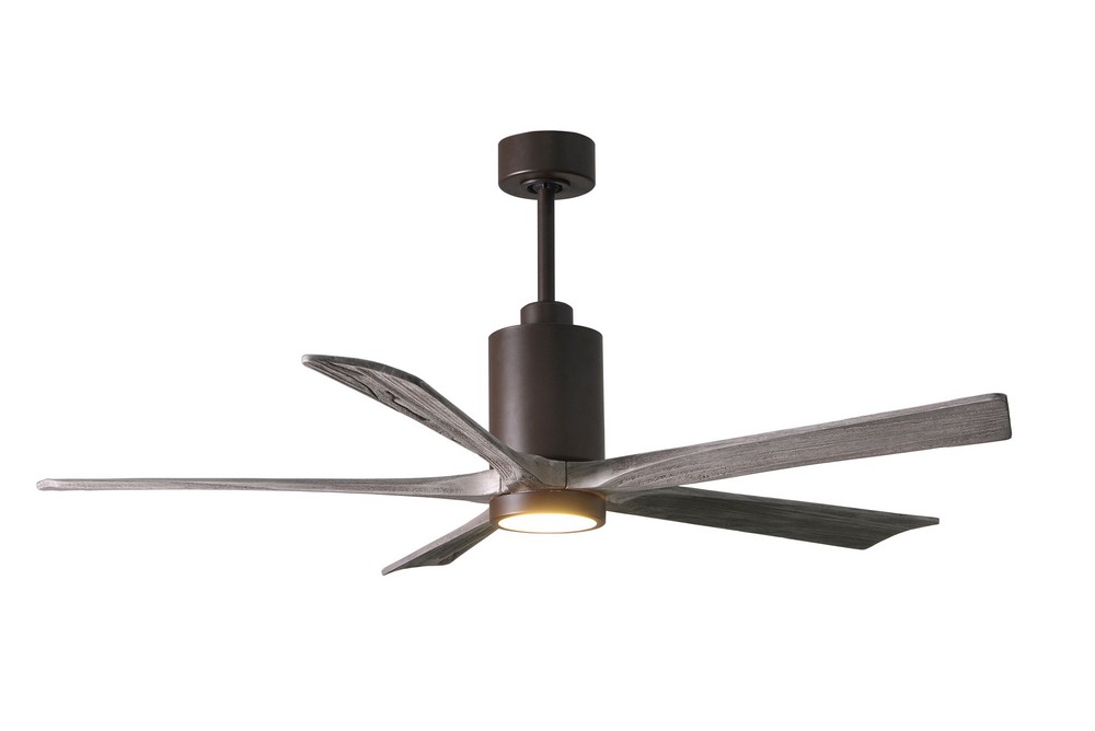 Matthews Fans-PA5-TB-BW-60-Patricia-5 - 60 Inch Ceiling Fan Light Kit   Textured Bronze Finish with Barn Wood Tone Blade Finish with Frosted Glass