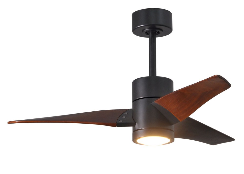 Matthews Fans-SJ-BK-WN-42-Super Janet-Paddle Fan with Light Kit Matte Black-42 Inches Wide by 10 Inches High   Matte Black Finish with Walnut Tone Blade Finish with Frosted Glass