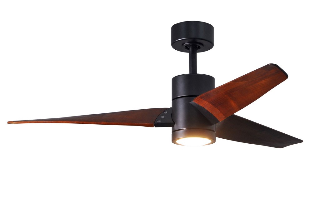 Matthews Fans-SJ-BK-WN-52-Super Janet 3-Blade 52 Inch Ceiling Fan with Light Kit In Contemporary and Transitional Style Matte Black Walnut Super Janet 3-Blade 52 Inch Ceiling Fan with Light Kit In Contemporary and Transitional Style