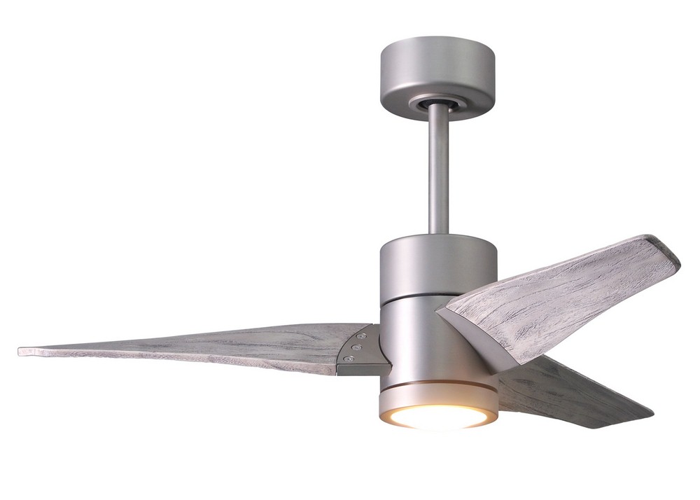 Matthews Fans-SJ-BN-BW-42-Super Janet-Paddle Fan with Light Kit Brushed Nickel-42 Inches Wide by 10 Inches High   Brushed Nickel Finish with Barn Wood Tone Blade Finish with Frosted Glass