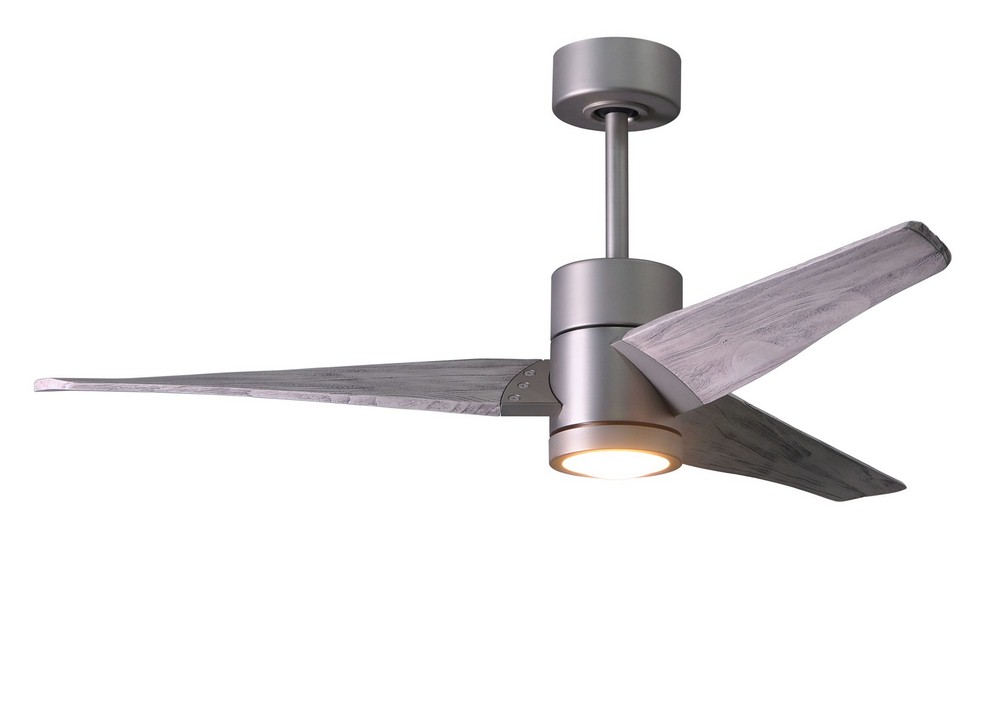 Matthews Fans-SJ-BN-BW-52-Super Janet-Paddle Fan with Light Kit Brushed Nickel-52 Inches Wide by 10 Inches High   Brushed Nickel Finish with Barn Wood Tone Blade Finish with Frosted Glass