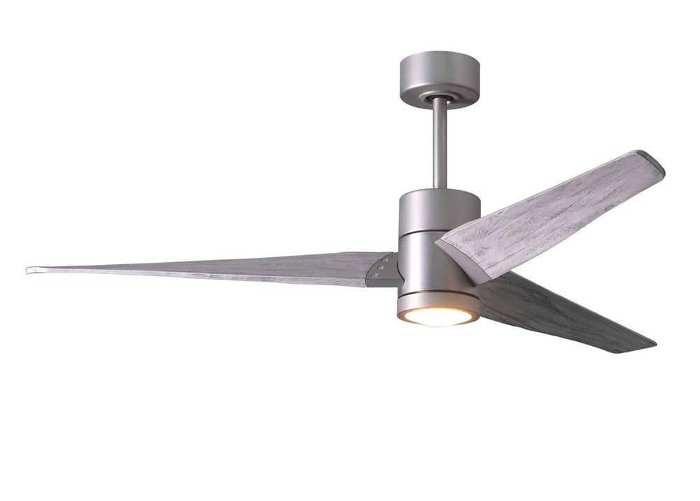 Matthews Fans-SJ-BN-BW-60-Super Janet-Paddle Fan with Light Kit Brushed Nickel-60 Inches Wide by 10 Inches High   Brushed Nickel Finish with Barn Wood Tone  Blade Finish with Frosted Glass