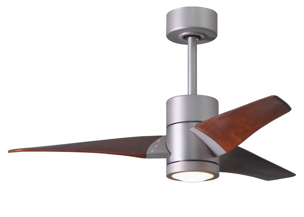 Matthews Fans-SJ-BN-WN-42-Super Janet-Paddle Fan with Light Kit Brushed Nickel-42 Inches Wide by 10 Inches High   Brushed Nickel Finish with Walnut Tone Blade Finish with Frosted Glass