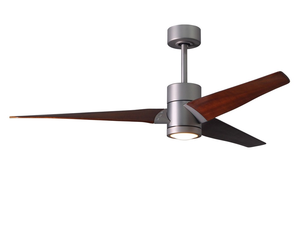 Matthews Fans-SJ-BN-WN-60-Super Janet-Paddle Fan with Light Kit Brushed Nickel-60 Inches Wide by 10 Inches High   Brushed Nickel Finish with Walnut Tone Blade Finish with Frosted Glass