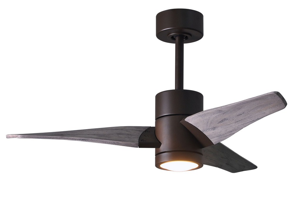 Matthews Fans-SJ-TB-BW-42-Super Janet-Paddle Fan with Light Kit Textured Bronze-42 Inches Wide by 10 Inches High   Textured Bronze Finish with Barn Wood Tone Blade Finish with Frosted Glass