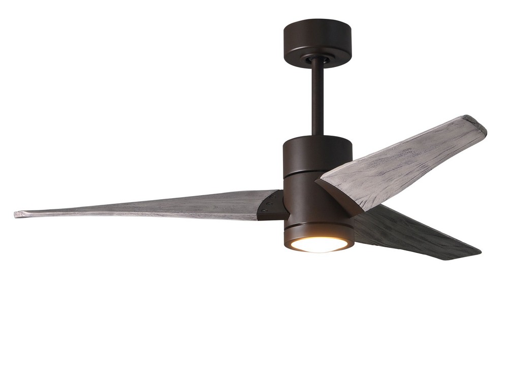 Matthews Fans-SJ-TB-BW-52-Super Janet-Paddle Fan with Light Kit Textured Bronze-52 Inches Wide by 10 Inches High   Textured Bronze Finish with Barn Wood Tone Blade Finish with Frosted Glass