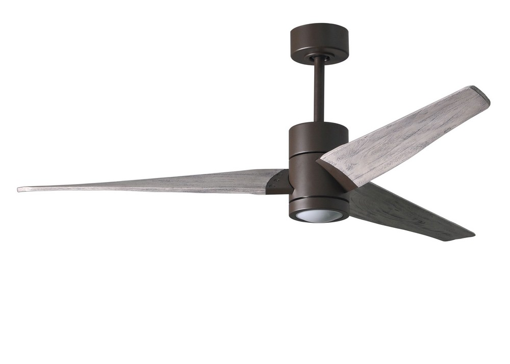 Matthews Fans-SJ-TB-BW-60-Super Janet-Paddle Fan with Light Kit Textured Bronze-60 Inches Wide by 10 Inches High   Textured Bronze Finish with Barn Wood Tone Blade Finish with Frosted Glass