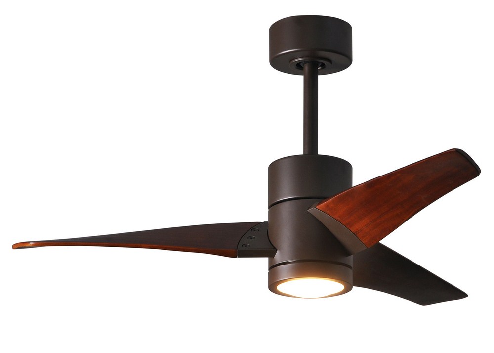 Matthews Fans-SJ-TB-WN-42-Super Janet-Paddle Fan with Light Kit Textured Bronze-42 Inches Wide by 10 Inches High   Textured Bronze Finish with Walnut Tone Blade Finish with Frosted Glass