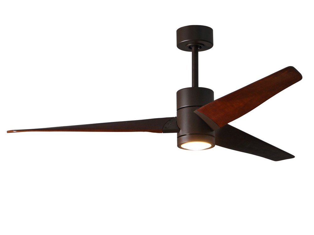 Matthews Fans-SJ-TB-WN-60-Super Janet-Paddle Fan with Light Kit Textured Bronze-60 Inches Wide by 10 Inches High   Textured Bronze Finish with Walnut Tone Blade Finish with Frosted Glass