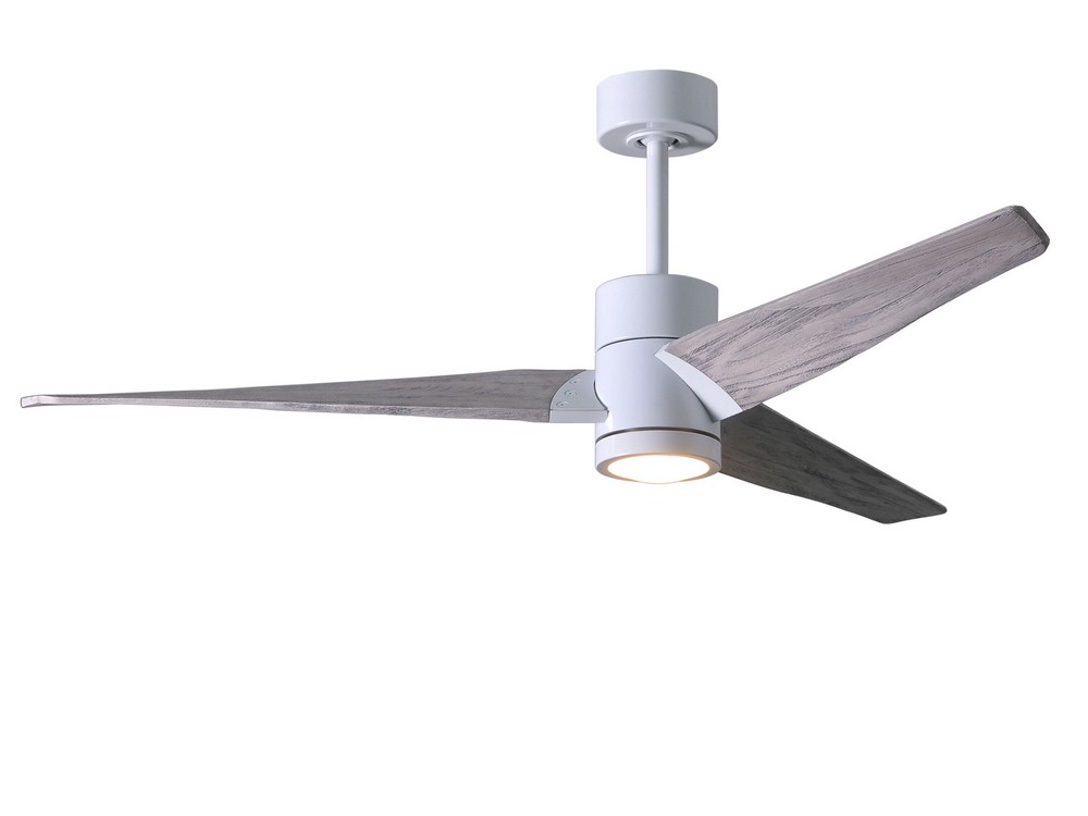 Matthews Fans-SJ-WH-BW-52-Super Janet-Paddle Fan with Light Kit Gloss White-52 Inches Wide by 10 Inches High   Gloss White Finish with Barn Wood Tone Blade Finish with Frosted Glass