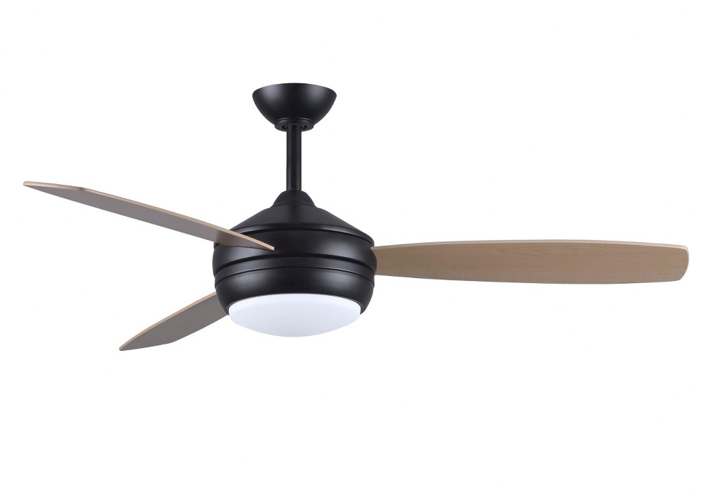 Matthews Fans-T24-BK-GAWA-52-T-24 3-Blade 52 Inch Ceiling Fan with Light Kit In Contemporary and Transitional Style Matte Black Gray Ash/Walnut Matte Black Finish