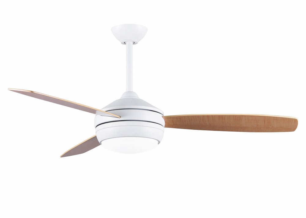 Matthews Fans-T24-MWH-GAWA-52-T-24 3-Blade 52 Inch Ceiling Fan with Light Kit In Contemporary and Transitional Style Matte White Gray Ash/Walnut Matte Black Finish