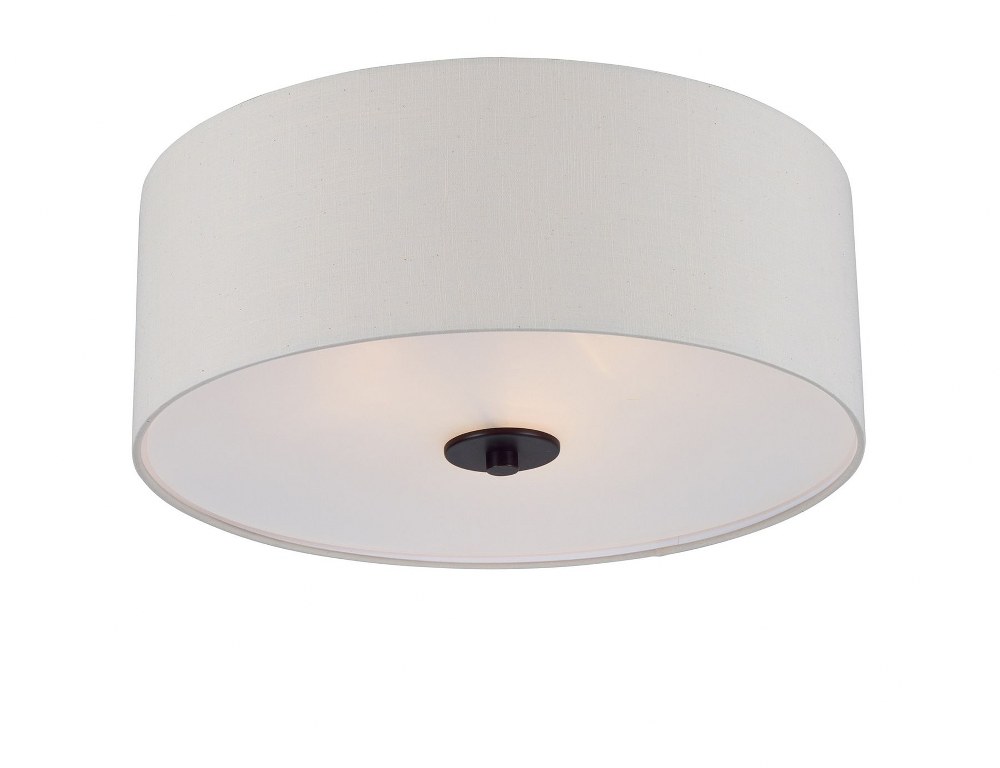 Maxim Lighting-10010OMOI-Bongo-Three Light Semi Flush Mount-18 Inches wide by 7.75 inches high Oil Rubbed Bronze  Satin Nickel Finish with White Linen Shade