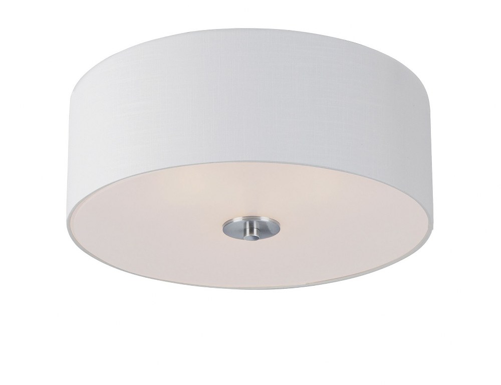 Maxim Lighting-10010WLSN-Bongo-Three Light Semi Flush Mount-18 Inches wide by 7.75 inches high Satin Nickel  Satin Nickel Finish with White Linen Shade