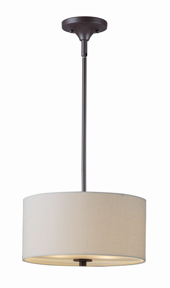 Maxim Lighting-10011OMOI-Bongo-Pendant 2 Light Oatmeal Fabric-13 Inches wide by 10.75 inches high Oil Rubbed Bronze  Satin Nickel Finish with White Linen Fabric Shade