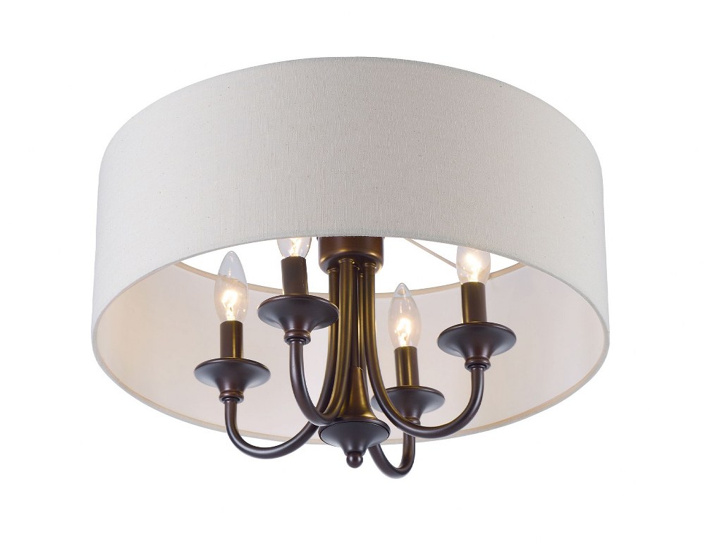 Maxim Lighting-10013OMOI-Bongo-Four Light Semi Flush Mount-18 Inches wide by 14.5 inches high Oil Rubbed Bronze  Satin Nickel Finish with White Linen Shade