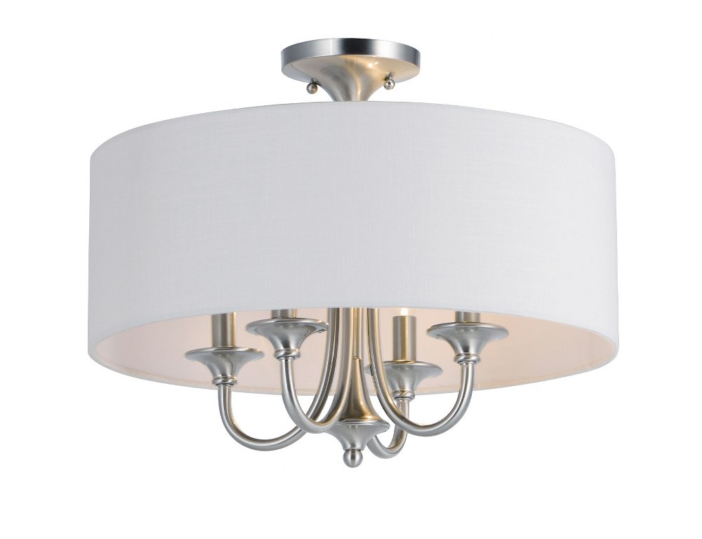 Maxim Lighting-10013WLSN-Bongo-Four Light Semi Flush Mount-18 Inches wide by 14.5 inches high Satin Nickel  Satin Nickel Finish with White Linen Shade