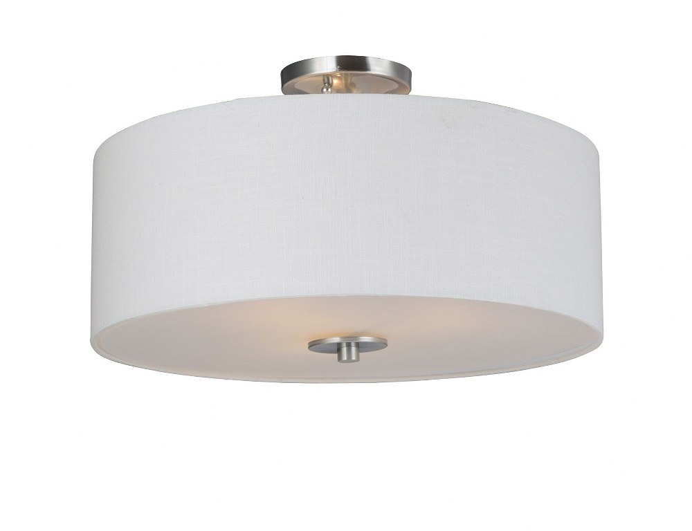 Maxim Lighting-10014WLSN-Bongo-Three Light Flush Mount-18 Inches wide by 11 inches high Satin Nickel  Satin Nickel Finish with White Linen Shade