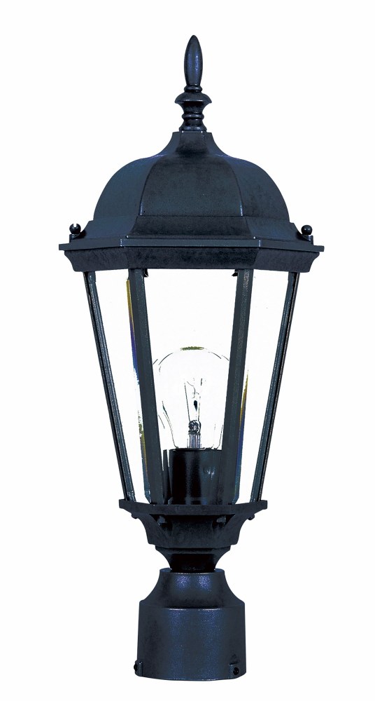 Maxim Lighting-1001BK-Westlake-1 Light Outdoor Pole/Post Mount in Mediterranean style-8 Inches wide by 19 inches high Black  Black Finish with Clear Glass