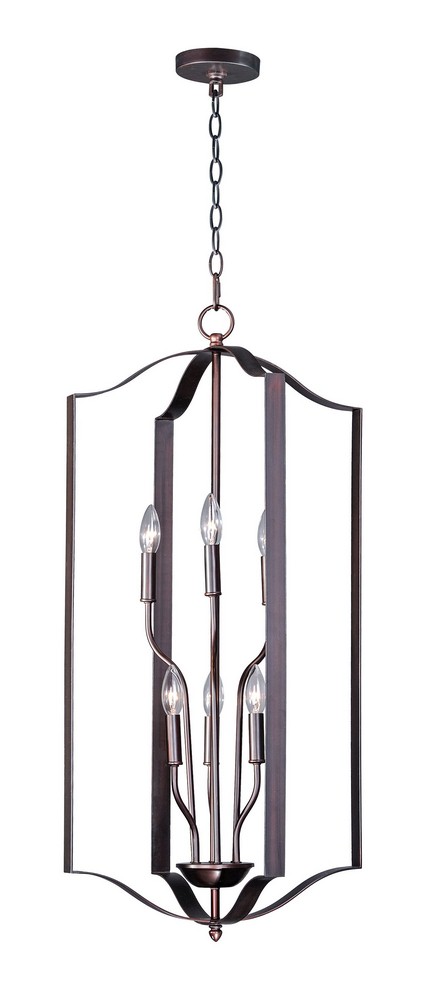 Maxim Lighting-10038OI-Provident-Six Light Pendant-18 Inches wide by 36 inches high Oil Rubbed Bronze  Satin Nickel Finish