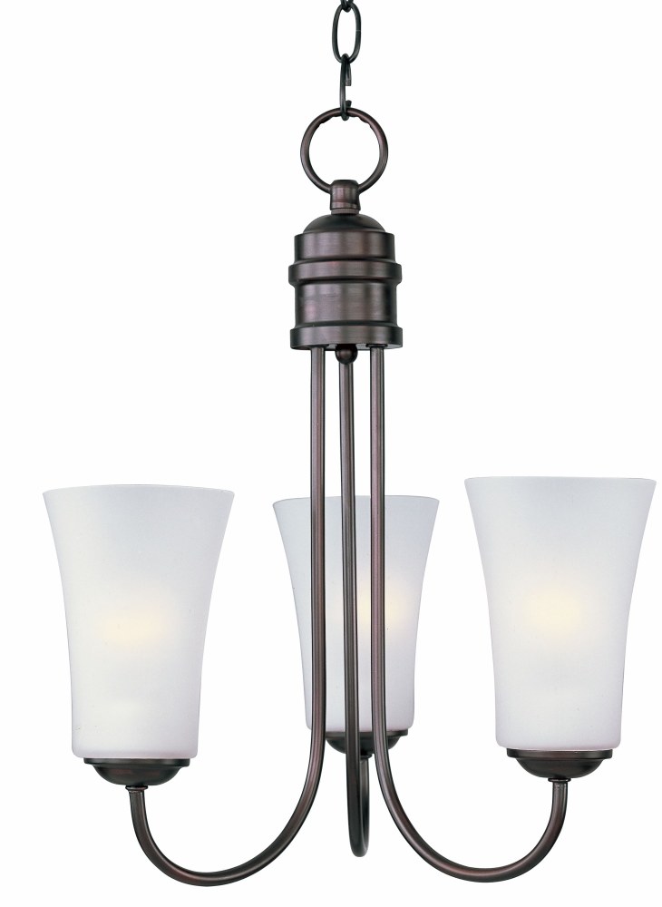 Maxim Lighting-10043FTOI-Logan-Three Light Chandelier in Modern style-17 Inches wide by 19 inches high Oil Rubbed Bronze  Satin Nickel Finish with Frosted Glass