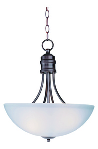 Maxim Lighting-10044FTOI-Logan-Three Light Invert Bowl Pendant in Modern style-15.5 Inches wide by 17 inches high   Oil Rubbed Bronze Finish with Frosted Glass