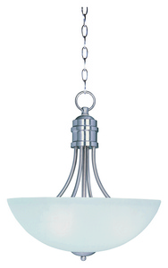 Maxim Lighting-10044FTSN-Logan-Three Light Invert Bowl Pendant in Modern style-15.5 Inches wide by 17 inches high   Satin Nickel Finish with Frosted Glass