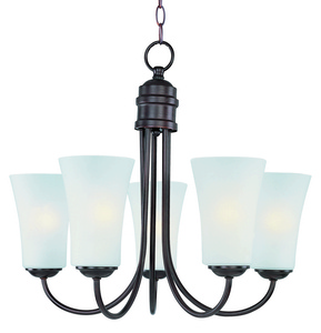 Maxim Lighting-10045FTOI-Logan-Five Light Chandelier in Modern style-20 Inches wide by 18 inches high   Oil Rubbed Bronze Finish with Frosted Glass