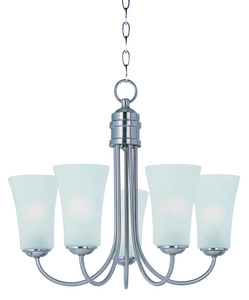 Maxim Lighting-10045FTSN-Logan-Five Light Chandelier in Modern style-20 Inches wide by 18 inches high   Satin Nickel Finish with Frosted Glass