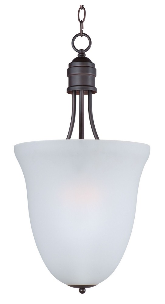 Maxim Lighting-10048FTOI-Logan-Three Light Pendant in Modern style-12.75 Inches wide by 26 inches high Oil Rubbed Bronze  Satin Nickel Finish with Frosted Glass