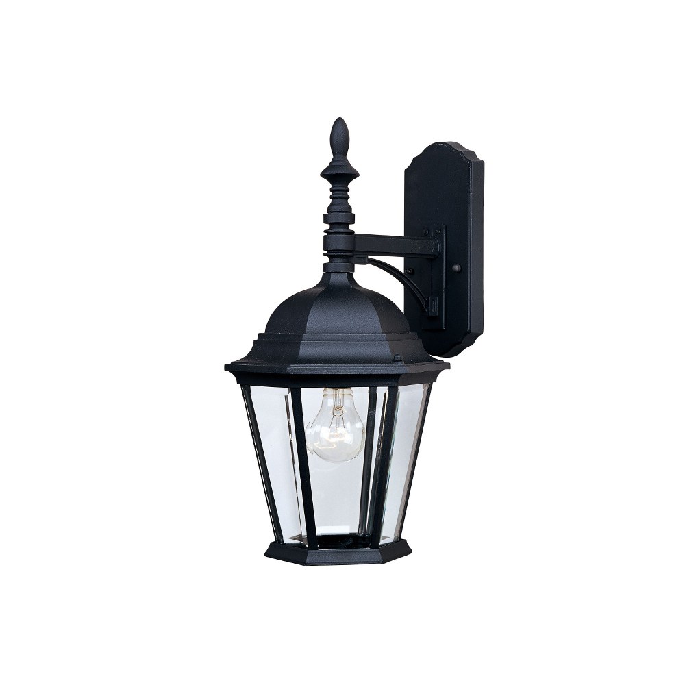 Maxim Lighting-1004BK-Westlake-Outdoor Wall Lantern Mediterranean Cast Aluminum in Mediterranean style-9.5 Inches wide by 19 inches high Black  White Finish with Clear Glass