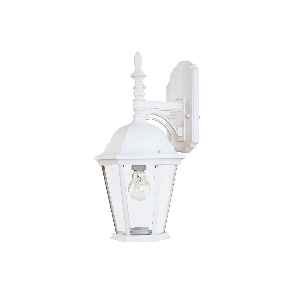 Maxim Lighting-1004WT-Westlake-Outdoor Wall Lantern Mediterranean Cast Aluminum in Mediterranean style-9.5 Inches wide by 19 inches high White  White Finish with Clear Glass