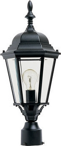 Maxim Lighting-1005BK-Westlake-One Light Outdoor Pole/Post Lantern in Mediterranean style-9.5 Inches wide by 21 inches high Black  White Finish with Clear Glass