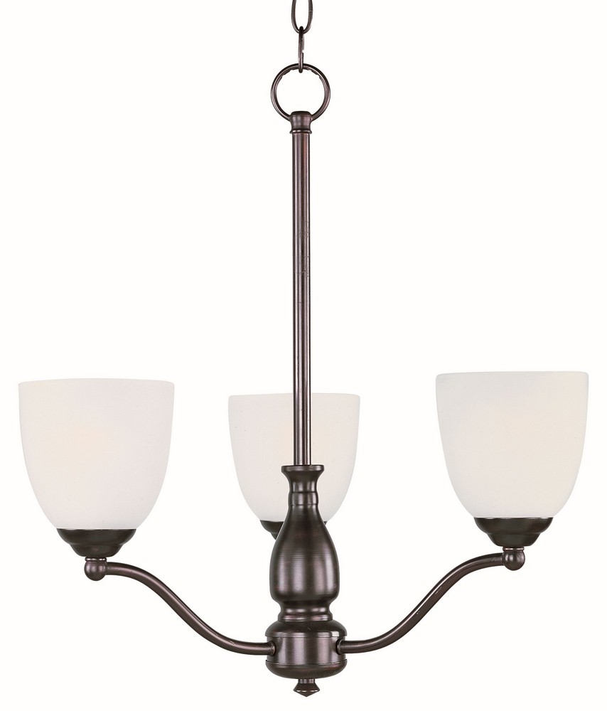 Maxim Lighting-10064FTOI-Stefan-Three Light Chandelier in Contemporary style-21 Inches wide by 22 inches high Oil Rubbed Bronze  Satin Nickel Finish with Frosted Glass