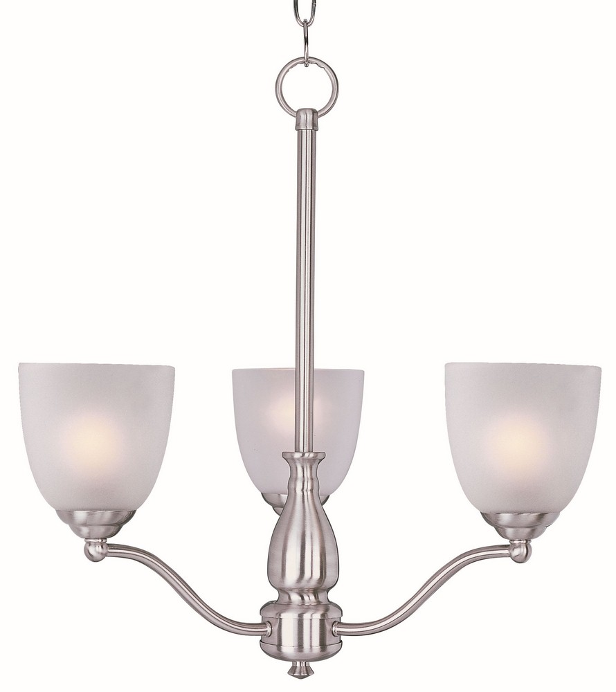 Maxim Lighting-10064FTSN-Stefan-Three Light Chandelier in Contemporary style-21 Inches wide by 22 inches high Satin Nickel  Satin Nickel Finish with Frosted Glass