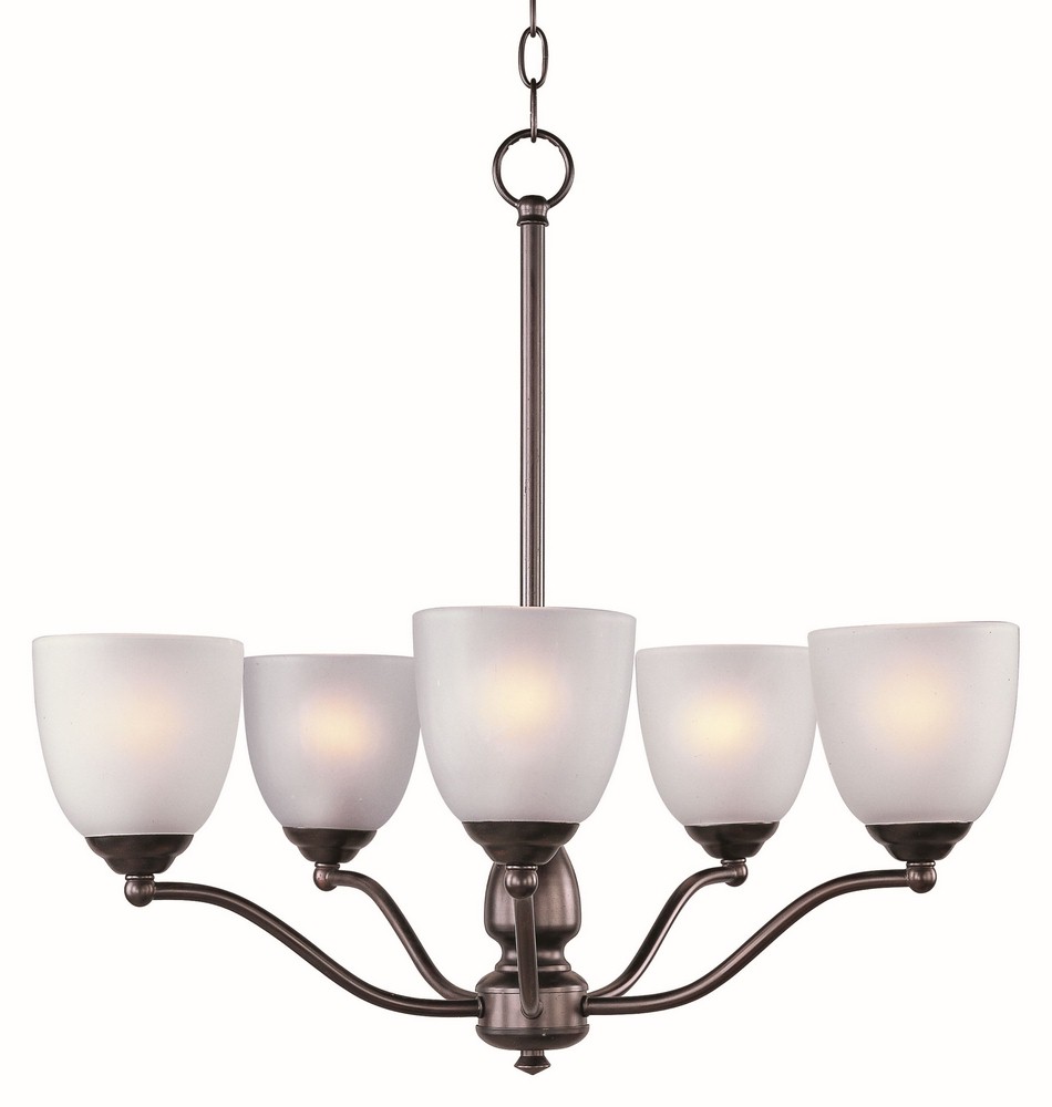 Maxim Lighting-10065FTOI-Stefan-Five Light Chandelier in Contemporary style-25 Inches wide by 23.5 inches high Oil Rubbed Bronze  Satin Nickel Finish with Frosted Glass