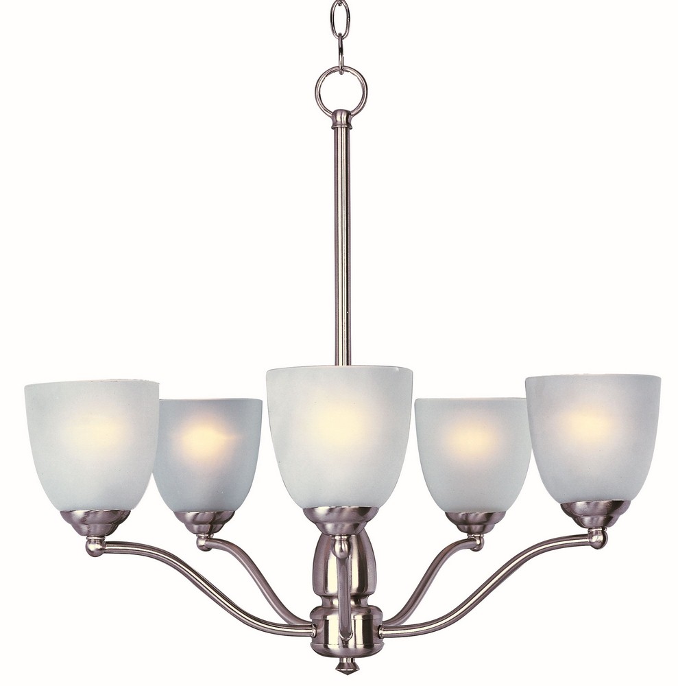 Maxim Lighting-10065FTSN-Stefan-Five Light Chandelier in Contemporary style-25 Inches wide by 23.5 inches high   Satin Nickel Finish with Frosted Glass