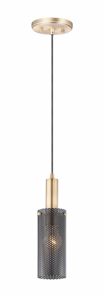 Maxim Lighting-10081BKSBR-Perf - 1 Light Mini Pendant   Black/Satin Brass Finish