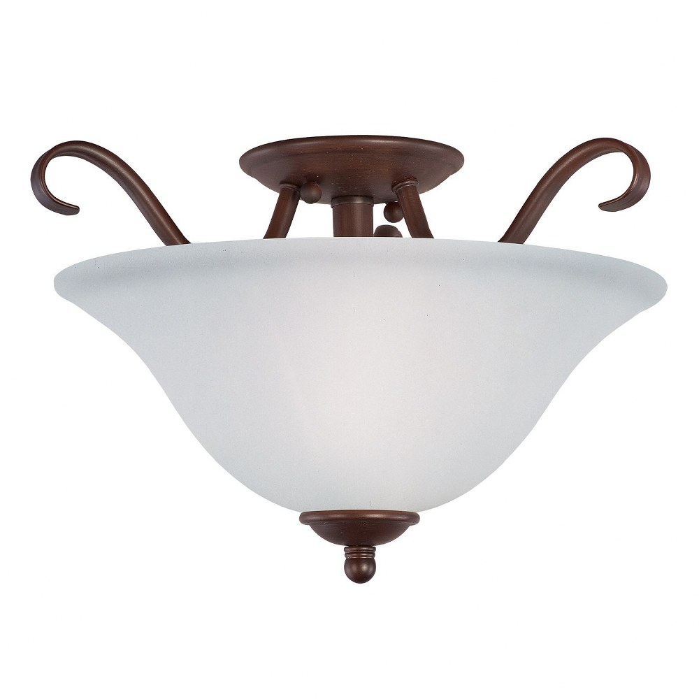 Maxim Lighting-10120FTOI-Basix-2 Light Semi-Flush Mount in Contemporary style-14 Inches wide by 10 inches high   Oil Rubbed Bronze Finish with Frosted Glass