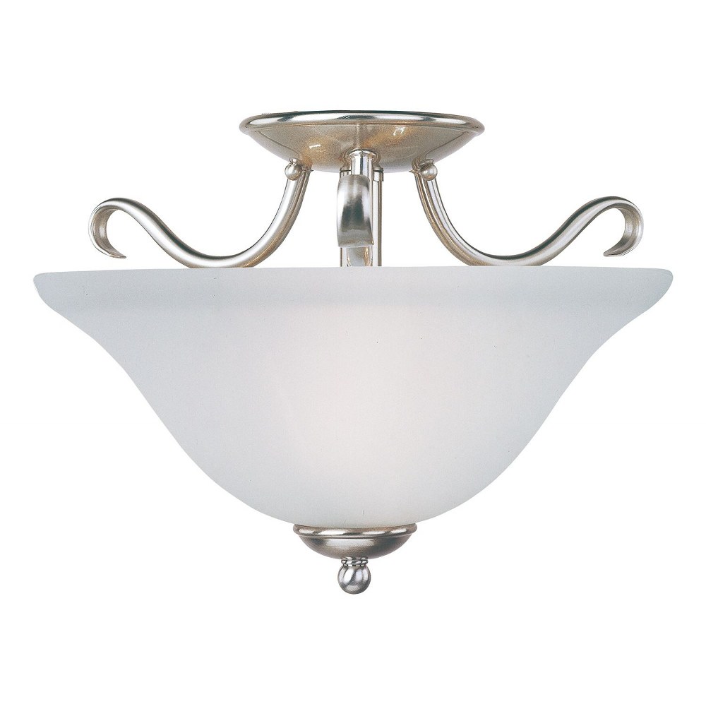 Maxim Lighting-10120FTSN-Basix-2 Light Semi-Flush Mount in Contemporary style-14 Inches wide by 10 inches high Satin Nickel  Satin Nickel Finish with Frosted Glass