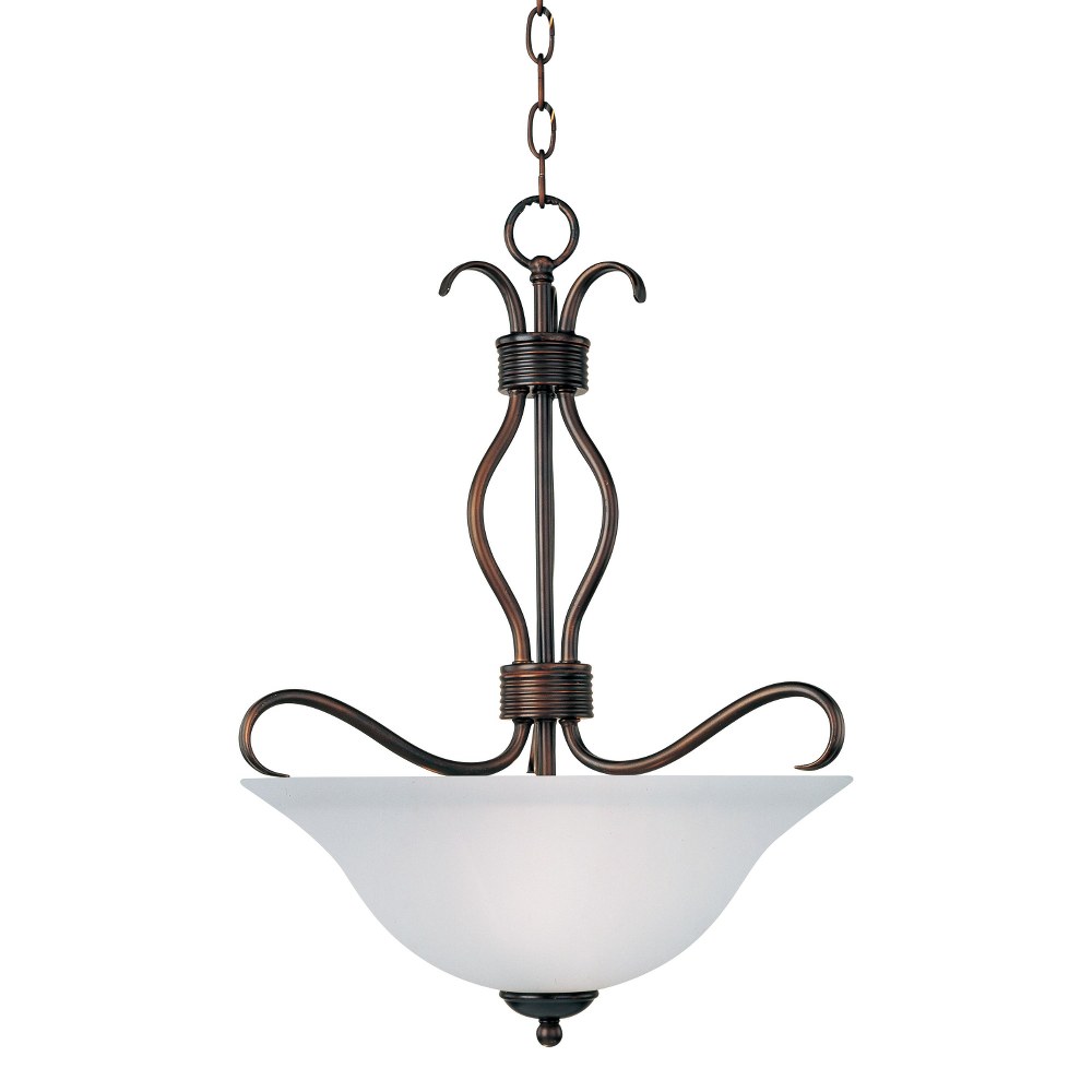 Maxim Lighting-10121FTOI-Basix-3 Light Invert Bowl Pendant in Contemporary style-17 Inches wide by 22.5 inches high   Oil Rubbed Bronze Finish with Frosted Glass